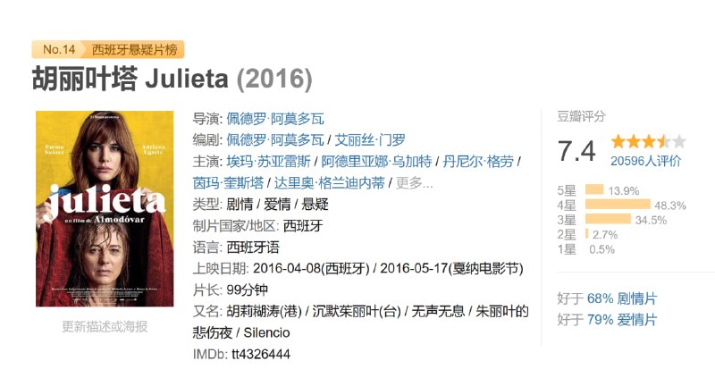 胡丽叶塔 Julieta (2016)