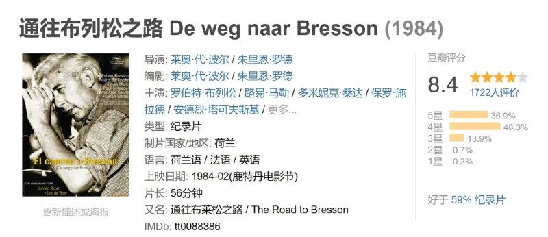 通往布列松之路 De weg naar Bresson (1984)