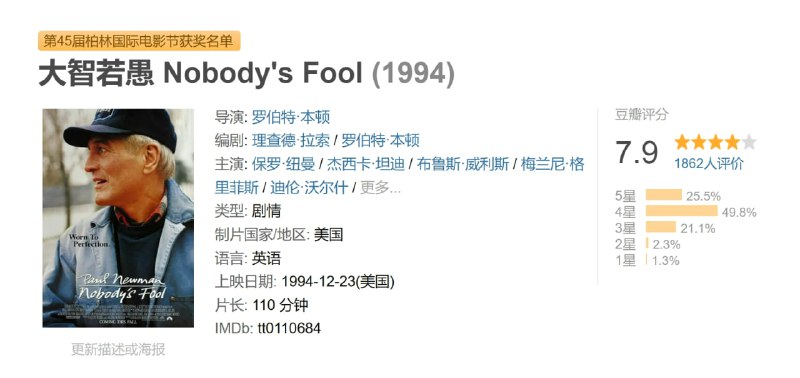 大智若愚 Nobody's Fool (1994)