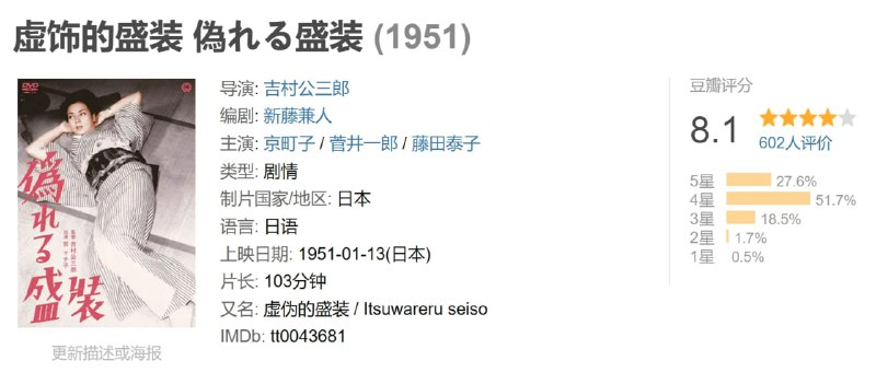 虚饰的盛装 偽れる盛装 (1951)