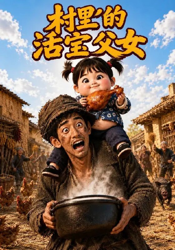村里的活宝父女（62集）AI短剧