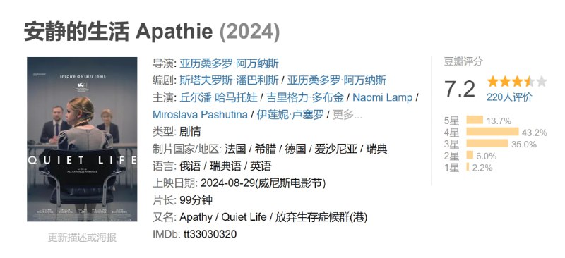 安静的生活 Apathie (2024)