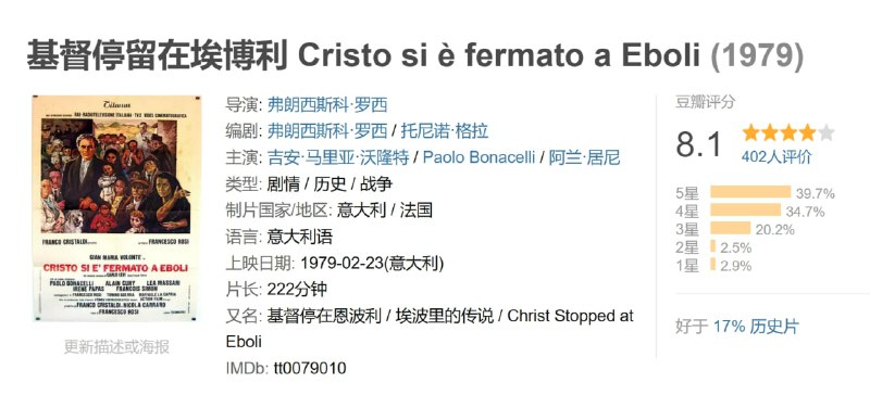 基督停留在埃博利 Cristo si è fermato a Eboli (1979)