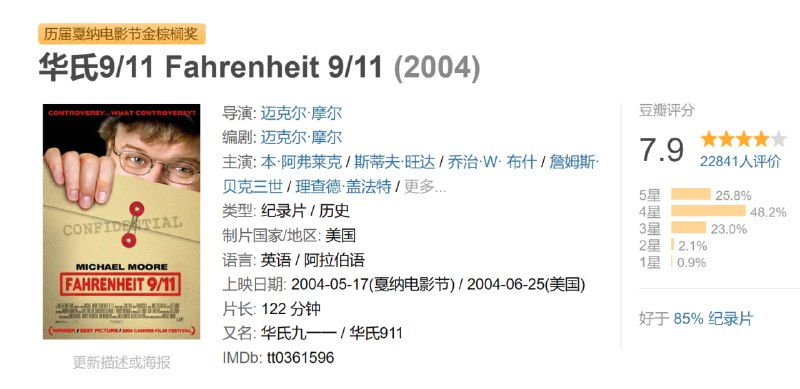 华氏9/11 Fahrenheit 9/11 (2004)