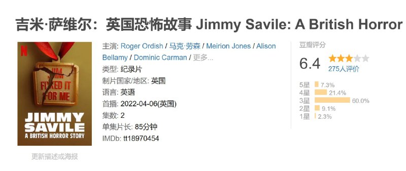 吉米·萨维尔英国恐怖故事 Jimmy Savile: A British Horror Story (2022)