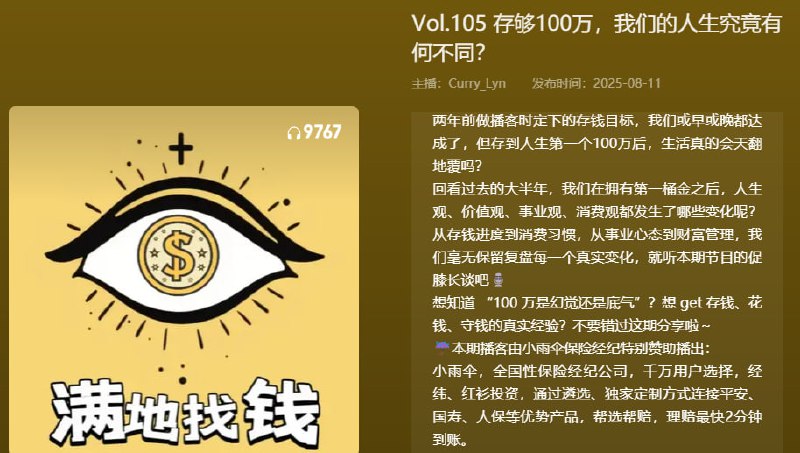 【播客】存够100万,我们的人生究竟有何不同?【50分钟】