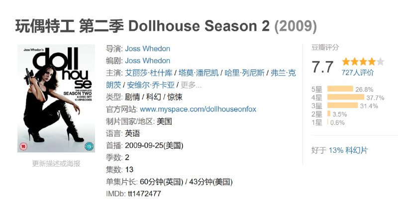 玩偶特工 第二季 Dollhouse Season 2 (2009)