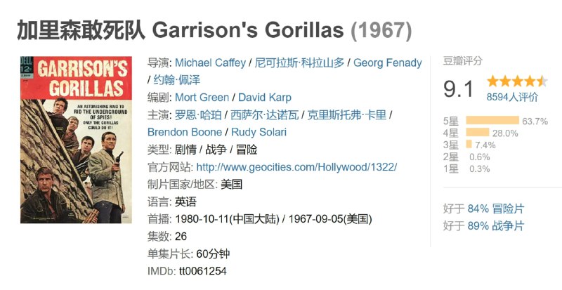 加里森敢死队 Garrison's Gorillas (1967)