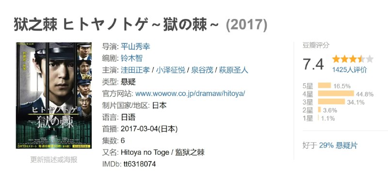狱之棘 ヒトヤノトゲ～獄の棘～ (2017)