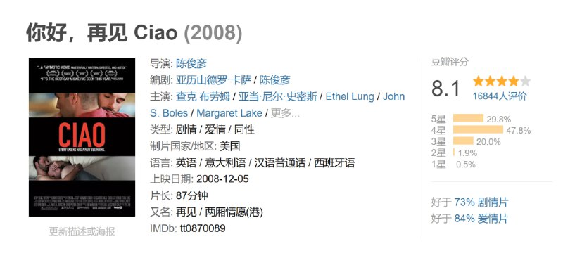 你好，再见 Ciao (2008)