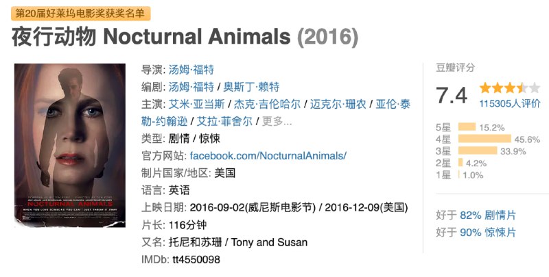 夜行动物.2016.1080p.英语中字【豆瓣7.4】