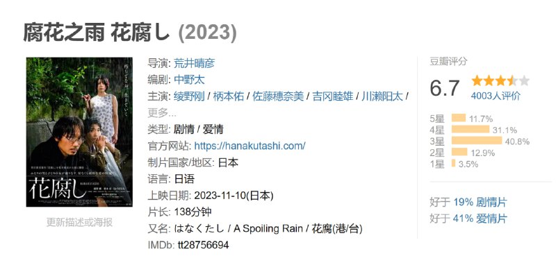 腐花之雨 花腐し (2023)