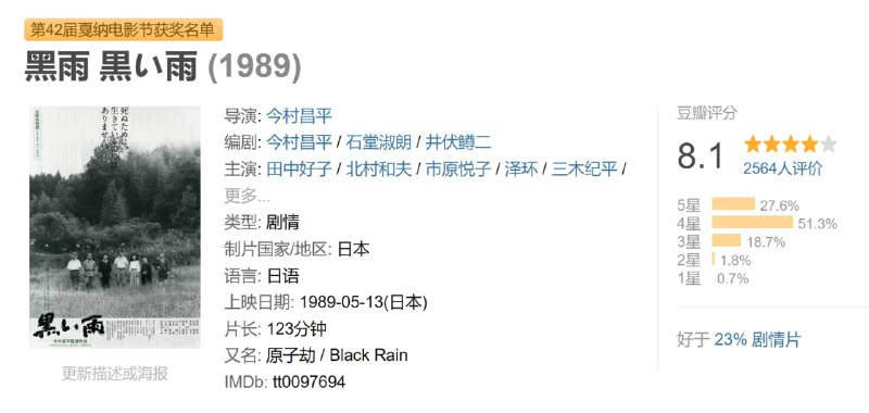 黑雨 黒い雨 (1989)