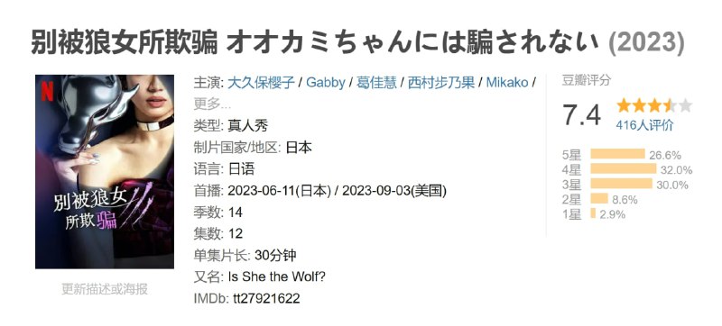 别被狼女所欺骗 オオカミちゃんには騙されない (2023)