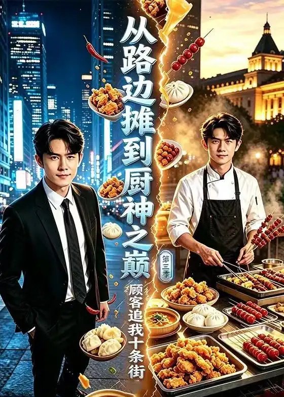 从路边摊到厨神之巅,顾客追我十条街第三季&从路边摊到厨神之巅顾客追我十条街第三季(75集)AI短剧