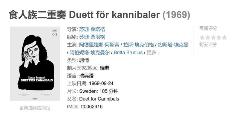 食人族二重奏 Duett för kannibaler (1969)