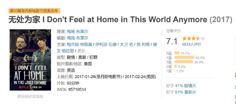 无处为家 I Don't Feel at Home in This World Anymore (2017)