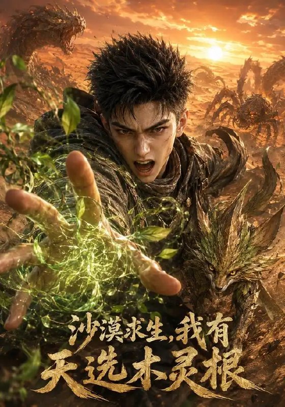 沙漠求生我有天选木灵根（72集）AI短剧