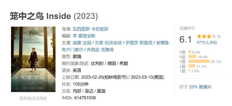 笼中之鸟 Inside (2023)