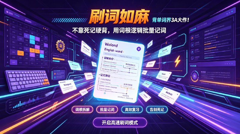 刷词如麻 背单词界3A大作!不靠死记硬背,用词根逻辑批量记词