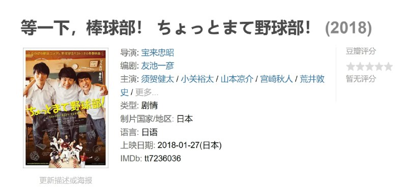 等一下，棒球部！ ちょっとまて野球部！ (2018)