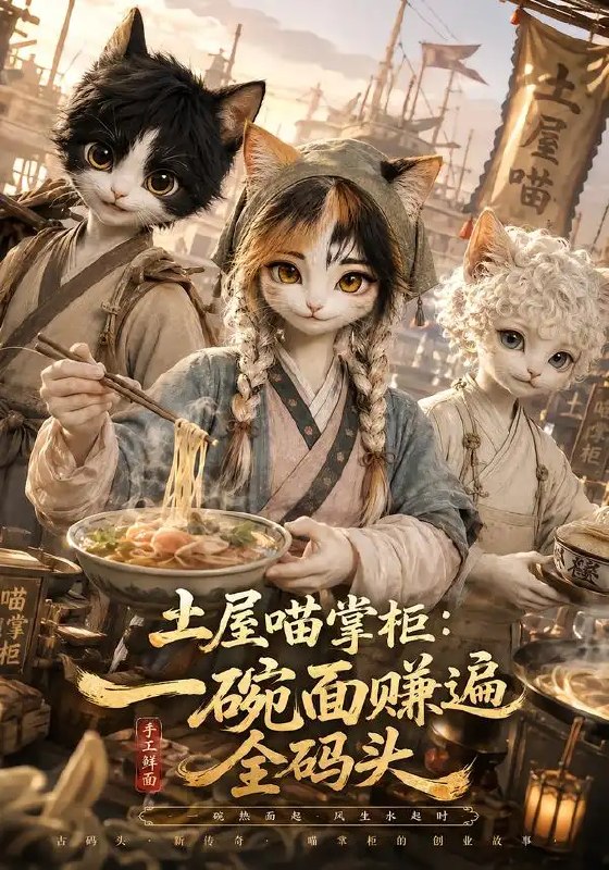 土屋喵掌柜一碗面赚遍全码头&土屋喵掌柜一碗面赚遍全码头（66集）AI短剧