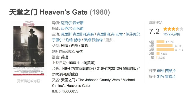 天堂之门 Heaven's Gate (1980)