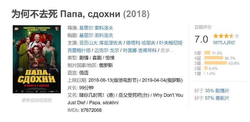 为何不去死 Папа, сдохни (2018)