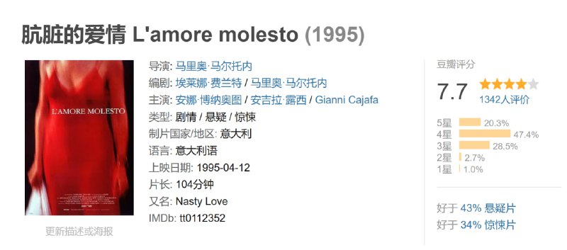 肮脏的爱情 L'amore molesto (1995)