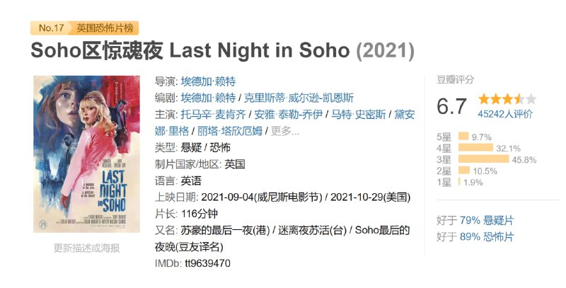 Soho区惊魂夜 Last Night in Soho (2021)