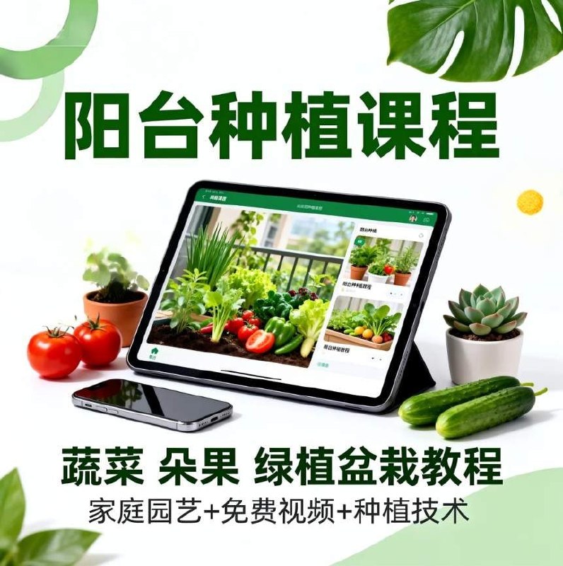 阳台种植课程｜蔬菜 水果 绿植盆栽教程（家庭园艺+免费视频+种植技术）