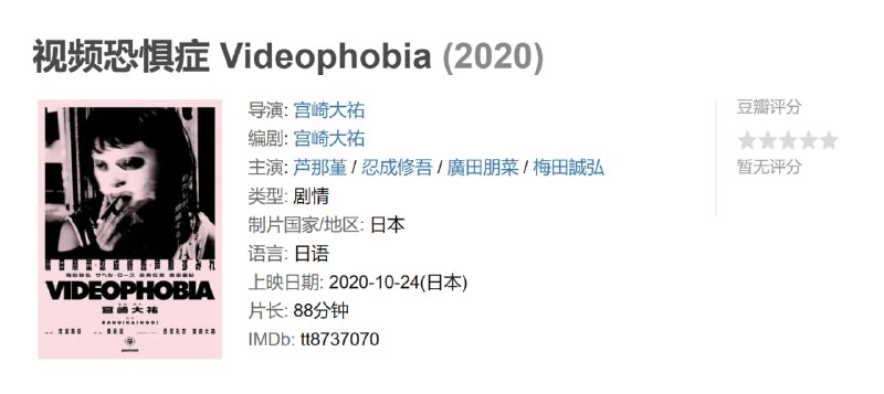 视频恐惧症 Videophobia (2020)