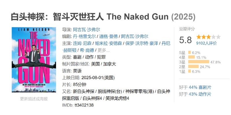 白头神探智斗灭世狂人 The Naked Gun (2025)-淘客掘金网