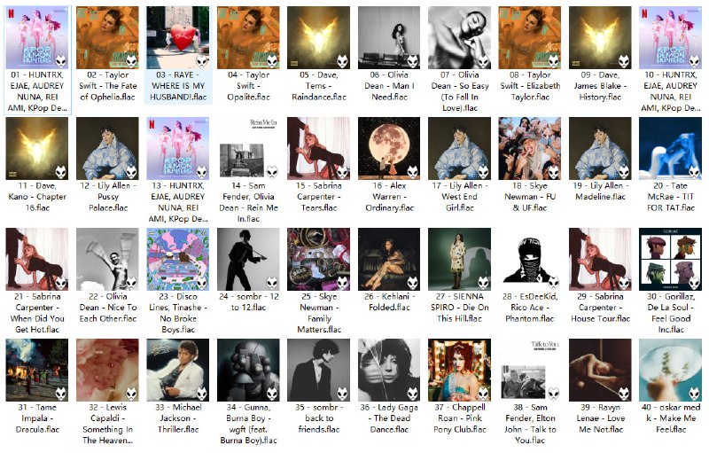 【无损FLAC格式】英国UK单曲榜TOP40 (2025年10月31日)