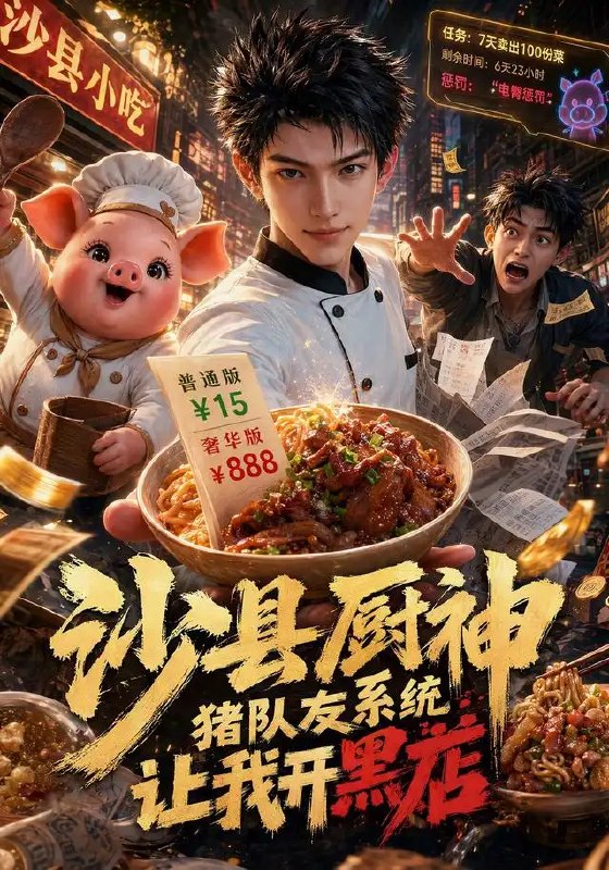 沙县厨神，猪队友系统让我开黑店&沙县厨神猪队友系统让我开黑店（113集） AI短剧