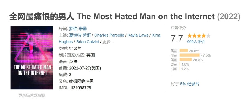 全网最痛恨的男人 The Most Hated Man on the Internet (2022)