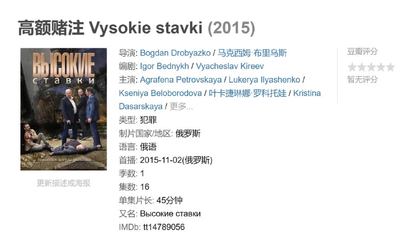 高额赌注 Vysokie stavki (2015)