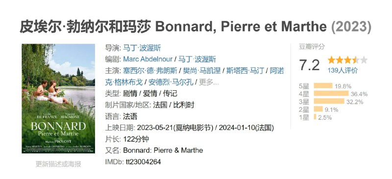 皮埃尔·勃纳尔和玛莎 Bonnard, Pierre et Marthe (2023)