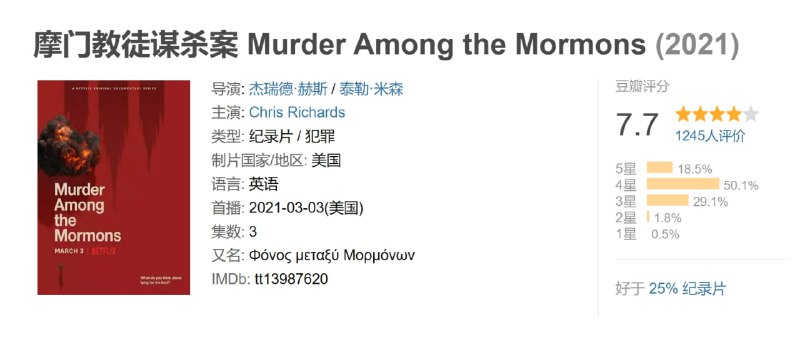 摩门教徒谋杀案 Murder Among the Mormons (2021)