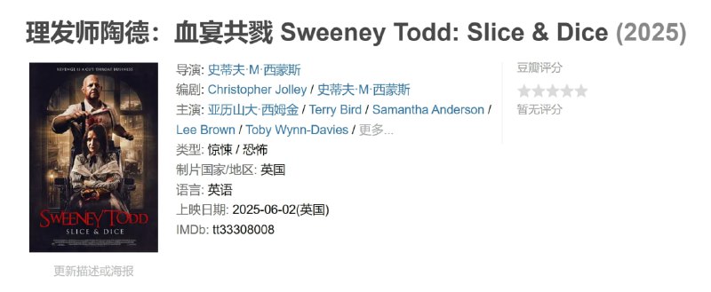 理发师陶德:血宴共戮 Sweeney Todd: Slice & Dice (2025)