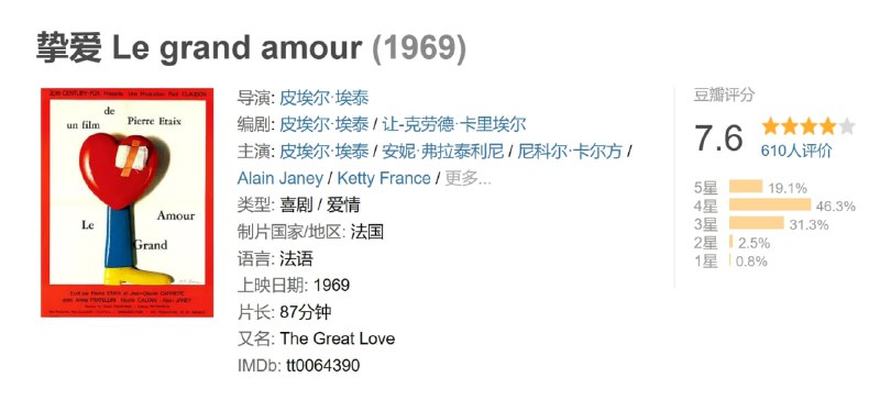 挚爱 Le grand amour (1969)