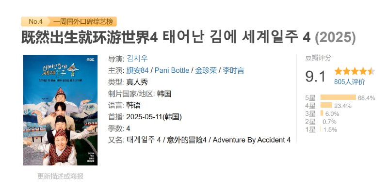 既然出生就环游世界4 태어난 김에 세계일주 4 (2025) 完结