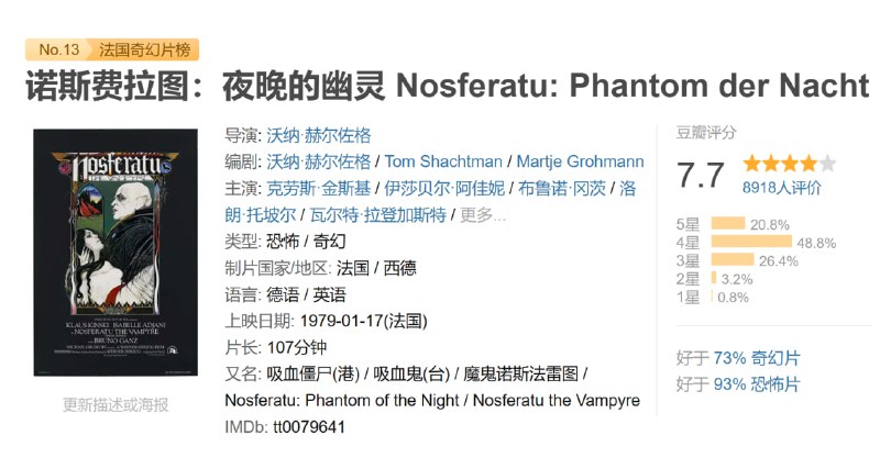 诺斯费拉图夜晚的幽灵 Nosferatu: Phantom der Nacht (1979)