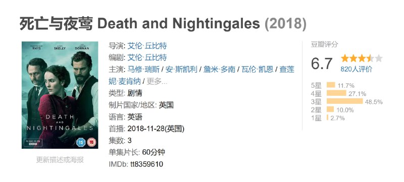 死亡与夜莺 Death and Nightingales (2018)