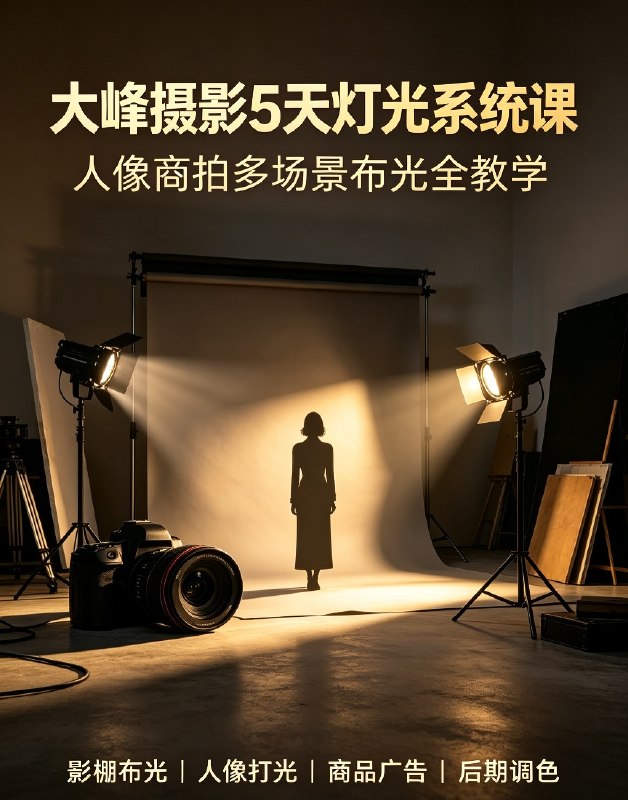 大峰摄影5天灯光系统课|人像商拍多场景布光全教学
