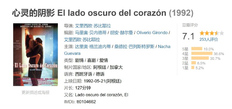 心灵的阴影 El lado oscuro del corazón (1992)