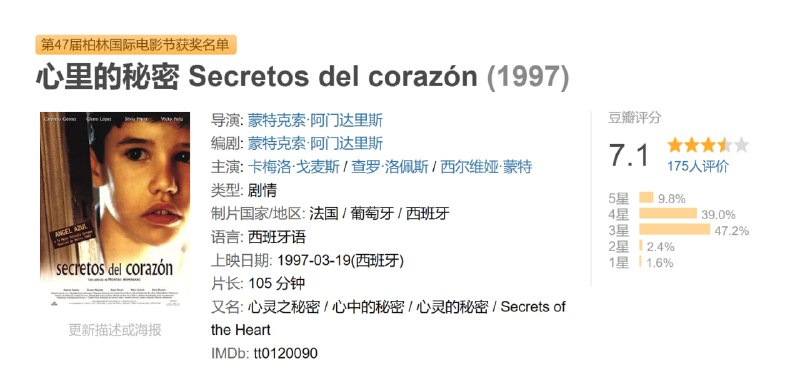 心里的秘密 Secretos del corazón (1997)