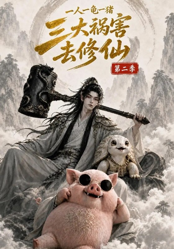 一人一龟一猪,三大祸害去修仙第二季&一人一龟一猪三大祸害去修仙第二季(61集)AI短剧