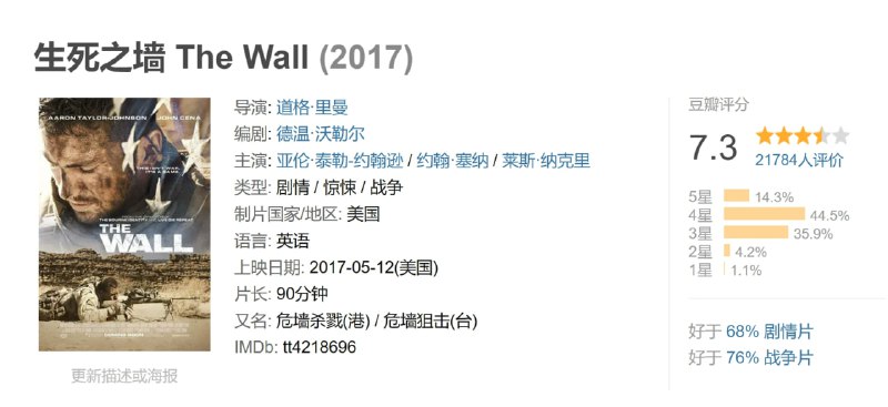 生死之墙 The Wall (2017)
