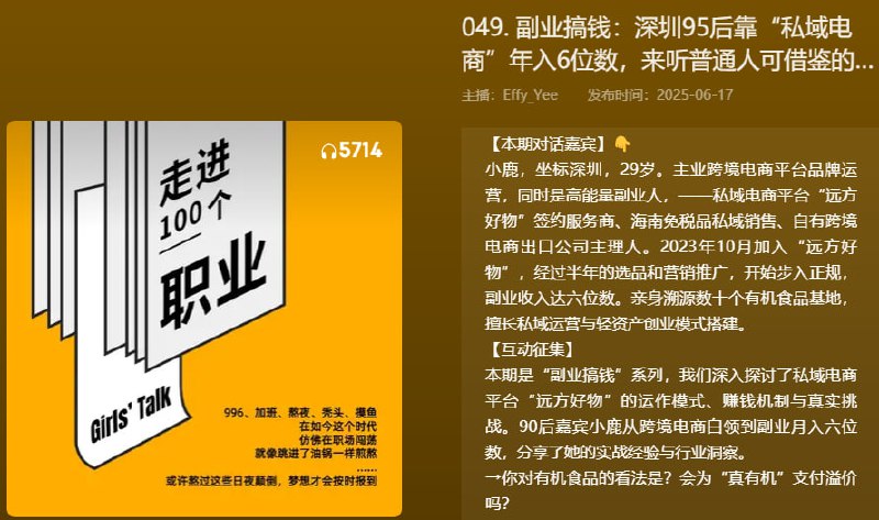 【播客】副业搞钱深圳95后靠“私域电商”年入6位数,来听普通人可借鉴的搞钱心得【80分钟】